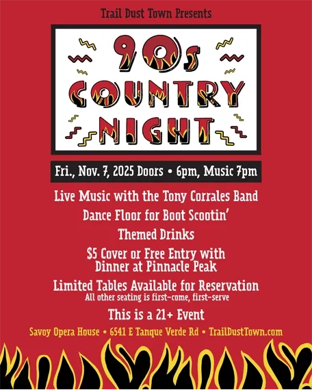 Trail Dust Town flyer for 90s Country Night